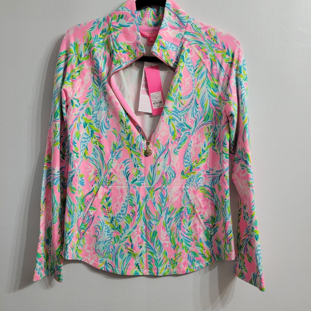 Lilly Pulitzer Jacket Skipper Popover Womens S Pink Unicorn of the Sea UPF 50+